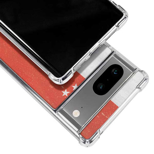 Singapore Flag Distressed Google Pixel 8a Clear Case